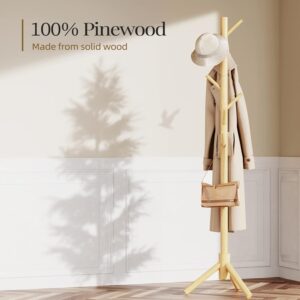 Pipishell Coat Rack Sturdy Wooden Coat Rack Stand