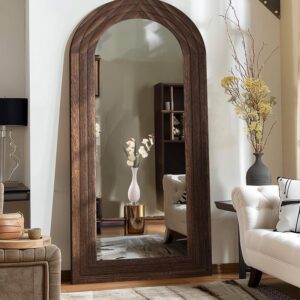 Arched Full Length Mirror with Solid Wood Frame