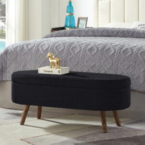 24KF Elegant Oval Entryway Bench with Wood Legs