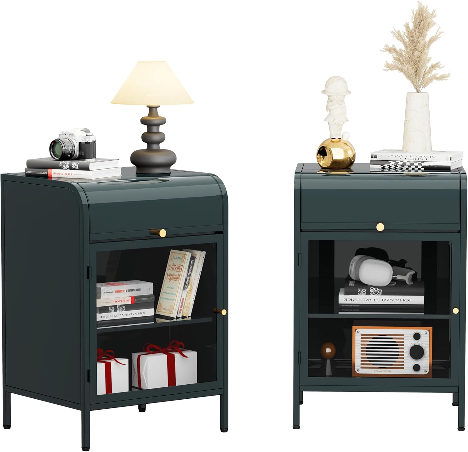 Modern Metal Side Tables Set of 2