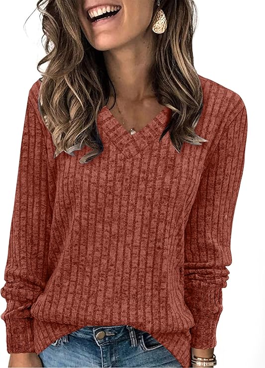 Sampeel V Neck Long Sleeve Shirts for Women - Image 4