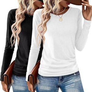 2 Pack Womens Crewneck Soft Long Sleeve