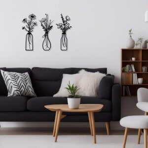 Pigort 3 Pieces Metal Flowers Wall Arts