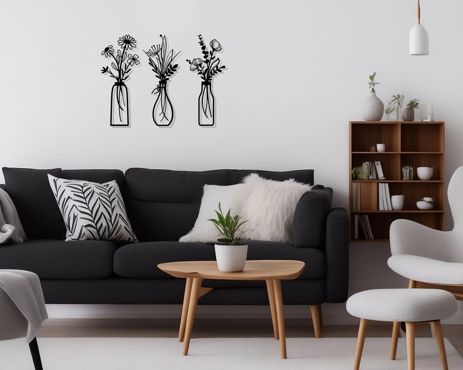 Pigort 3 Pieces Metal Flowers Wall Arts