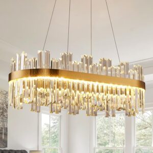 Dimmable Rectangle LED Crystal Chandeliers
