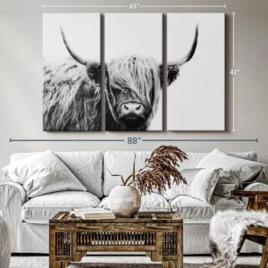 ElephantStock BW Highland Cow Wall Art