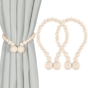 Magnetic Wood Bead Curtain Tiebacks