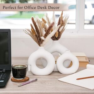 VELOVA Set of 3 White Ceramic Vase