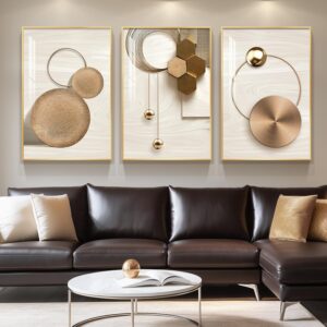 Large Framed Modern Luxury Gold Wall Art