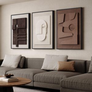 3D Textured Framed Neutral Abstract Wall Art
