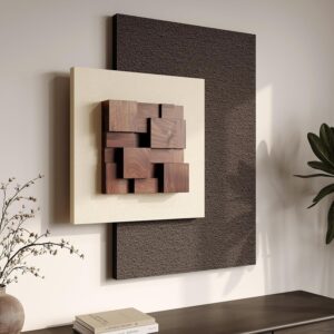 3D Wood Textured Large Neutral Abstract Wall Art